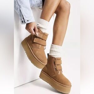 UGG Neumel Strapped Platform Suede Boots Size 8 NEW